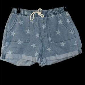 Star Patterned Blue Women's Shorts